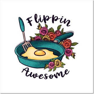 flippin awesome  breakfast pan with egg funny cooking Posters and Art